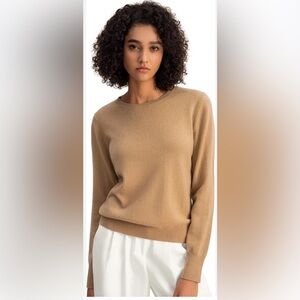 Lands' End Women's Tan Crew Neck Sweater